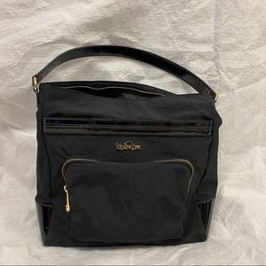 Kipling Black Patent Leather Strap Shoulder Bag